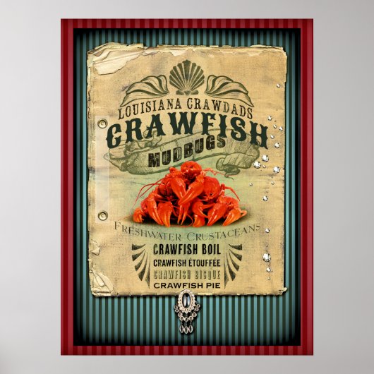 Louisiana Crawfish New Orleans Cajun Poster (Voorkant)