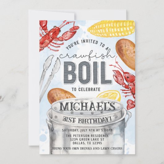 Louisiana Crawfish Seafood Boil Birthday Party Kaart (Voorkant)