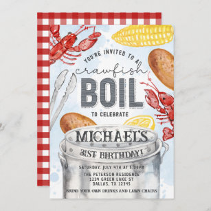 Louisiana Crawfish Seafood Boil Birthday Party Kaart
