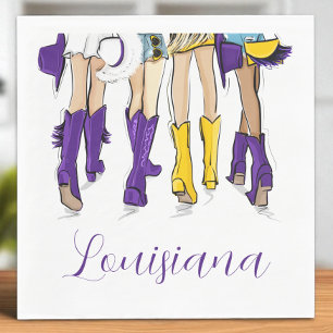 Louisiana Dames / Paarse Gele Cowboylaarzen Hoeden Servet