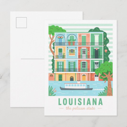 Louisiana de Pelican State Verenigde Staten Zomer  Briefkaart (Voorkant / Achterkant)