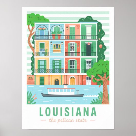 Louisiana de Pelican State Verenigde Staten Zomer  Poster (Voorkant)