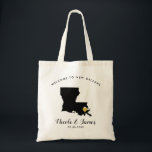 Louisiana Destination Wedding Welcome Bag Tas<br><div class="desc">Het weekend van de bruiloft heet cadeautas voor gasten uit de stad voor je bruiloft,  met afbeelding van Louisiana,  met gouden hart.  Vul tas met je favoriete godies.</div>