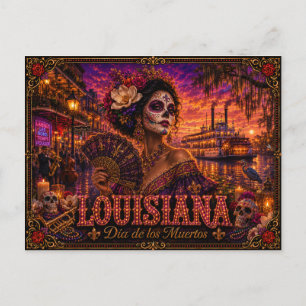 Louisiana Día de los Muertos Retro Briefkaart