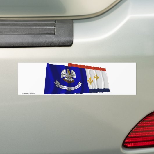 Louisiana en New Orleans Flags Bumpersticker (Op auto)