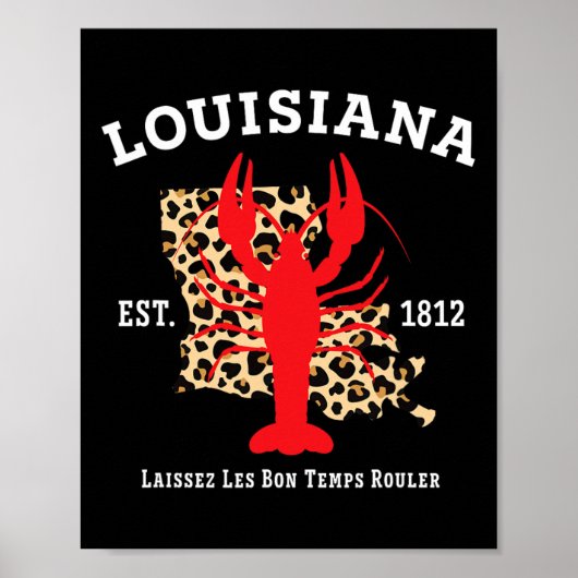 Louisiana Est. 1812 Crawfish Leopard New Orleans Poster (Voorkant)