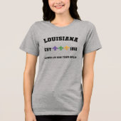 Louisiana Est 1812 Mardi Gras Fleur-de-lis Tri-Blend Shirt (Voorkant)