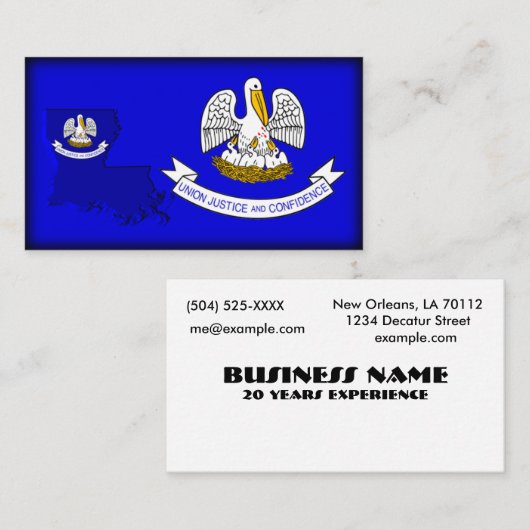 Louisiana Flag-Map Visitekaartje (Voorkant / Achterkant)