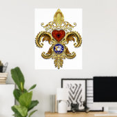 Louisiana fleur de lis met schaduw poster (Thuiskantoor)