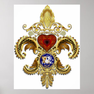 Louisiana fleur de lis met schaduw poster
