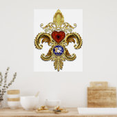 Louisiana fleur de lis met schaduw poster (Keuken)