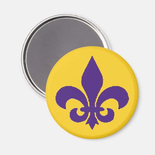 Louisiana Fleur de Lis Paarse gouden magneet (Voorkant / Achterkant)