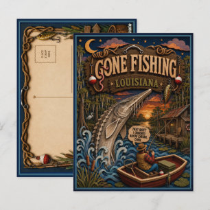Louisiana Gone Fishing Golf Steur Briefkaart