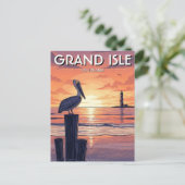 Louisiana Grand Isle Pelican  Briefkaart (Staand voorkant)