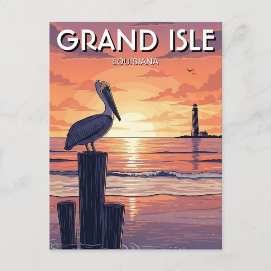Louisiana Grand Isle Pelican  Briefkaart (Voorkant)