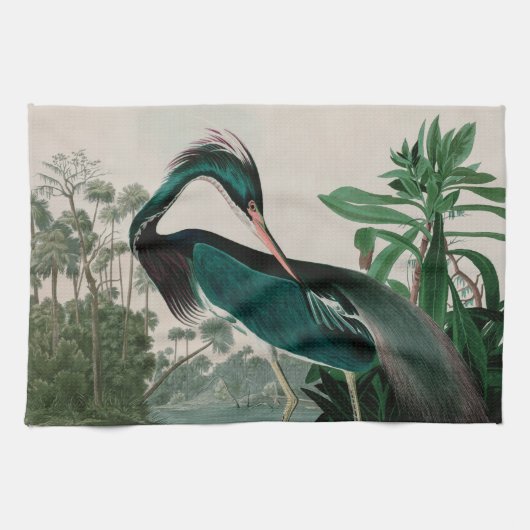 Louisiana Heron Birds of America Audubon Print Theedoek (Horizontaal)