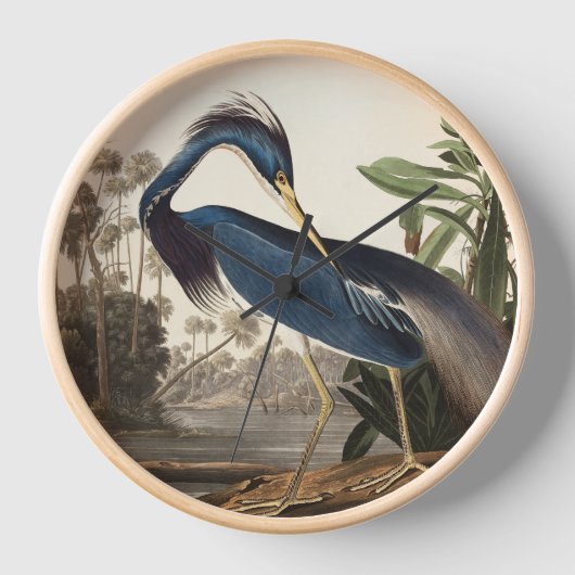 Louisiana Heron van Audobon Wall Clock (Voorkant)