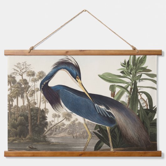 Louisiana Heron Wood Topped Tapestry  Print Hangend Wandkleed (Voorkant)