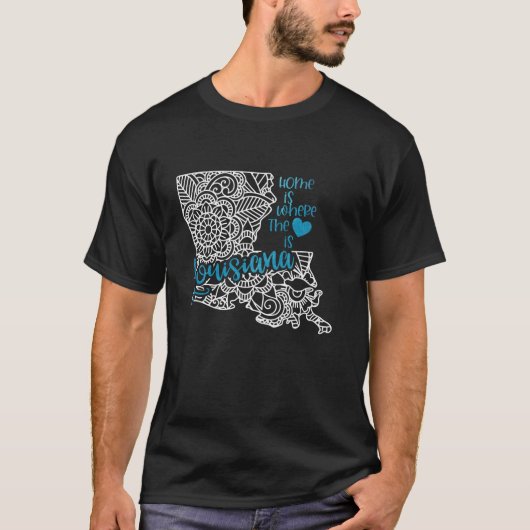 Louisiana Home State LA Mandala Map VS VS T-shirt (Voorkant)