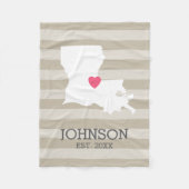 Louisiana Home State Map - Custom Wedding City Fleece Deken (Voorkant)