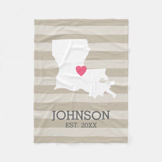 Louisiana Home State Map - Custom Wedding City Fleece Deken (Voorkant)