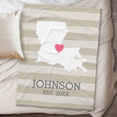 Louisiana Home State Map - Custom Wedding City Fleece Deken