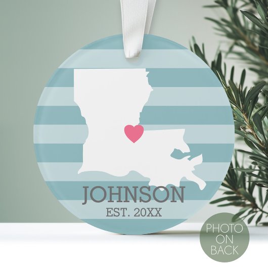 Louisiana Home State Map - Custom Wedding City Ornament