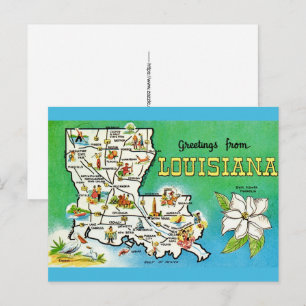 Louisiana Kaart Ansichtkaart