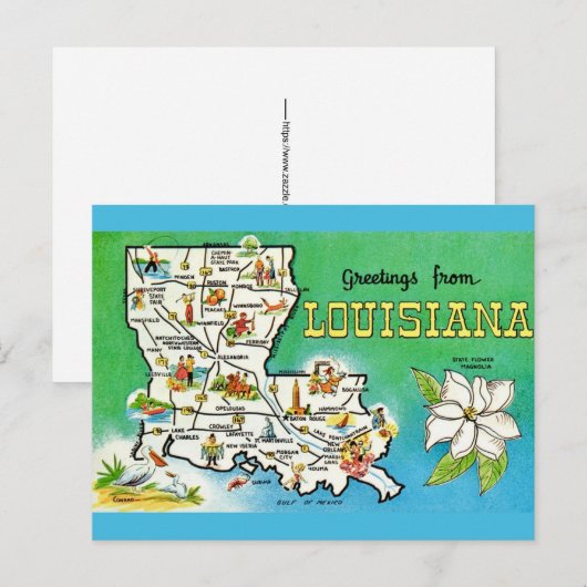 Louisiana Kaart Ansichtkaart (Voorkant / Achterkant)