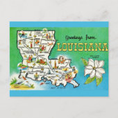 Louisiana Kaart Ansichtkaart (Voorkant)