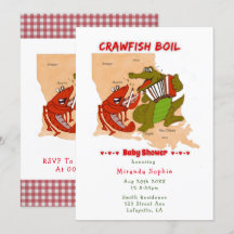 Louisiana Kaart Kreeft Kook Baby Shower Uitnodigin