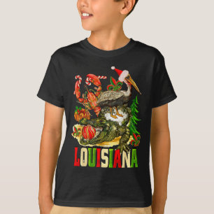 Louisiana Kerst Bayou Alligator Kerstman Hoed Vaka T-shirt