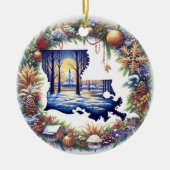 Louisiana Kerstmis Keramisch Ornament (Voorkant)