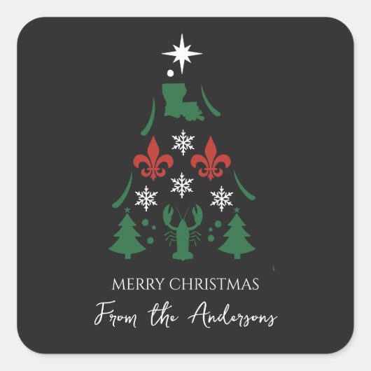 Louisiana Kerstvakantie Cajun Vierkante Sticker (Voorkant)