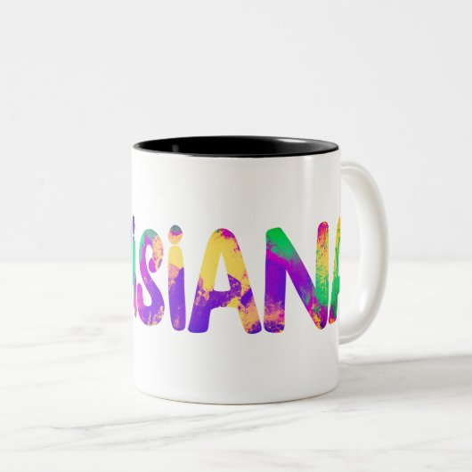 Louisiana Kleuren van Madi Gras en Spicy Food Tweekleurige Koffiemok (Voorkant rechts)