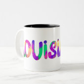 Louisiana Kleuren van Madi Gras en Spicy Food Tweekleurige Koffiemok (Voorkant links)