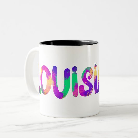 Louisiana Kleuren van Madi Gras en Spicy Food Tweekleurige Koffiemok (Voorkant links)
