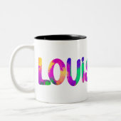 Louisiana Kleuren van Madi Gras en Spicy Food Tweekleurige Koffiemok (Links)