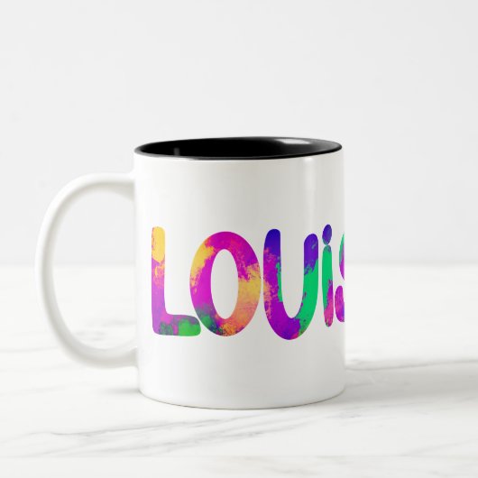 Louisiana Kleuren van Madi Gras en Spicy Food Tweekleurige Koffiemok (Links)