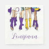 Louisiana Ladies Fashion Cowboy Boot Purple Yellow Servet (Voorkant)