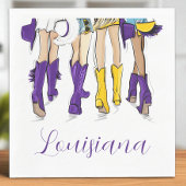 Louisiana Ladies Fashion Cowboy Boot Purple Yellow Servet