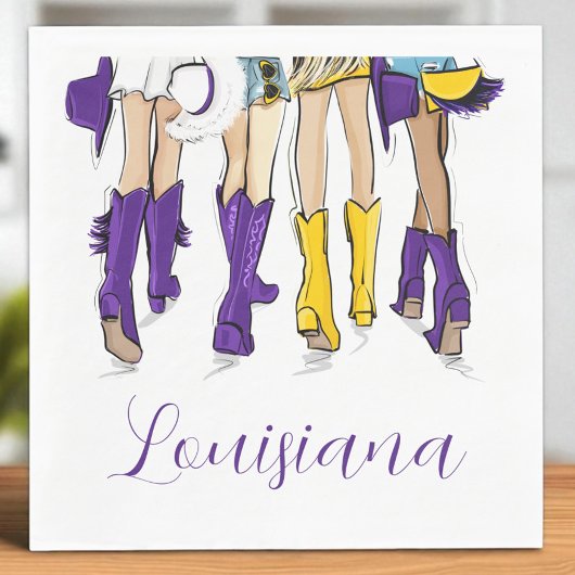 Louisiana Ladies Fashion Cowboy Boot Purple Yellow Servet