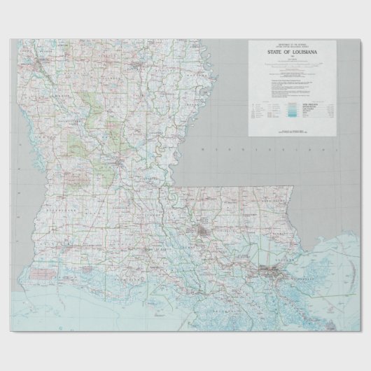 Louisiana Map (1991) Bayou State Atlas Cadeaupapier (Vlak)