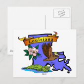 Louisiana Map Briefkaart (Voorkant / Achterkant)