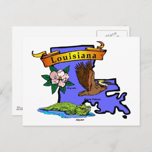 Louisiana Map Briefkaart (Voorkant / Achterkant)