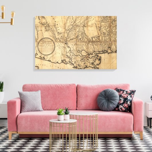 Louisiana Map Canvas Afdruk (Insitu (Woonkamer))