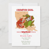 Louisiana Map Crawfish Boil Baby shower Invitation Kaart (Voorkant)