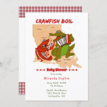 Louisiana Map Crawfish Boil Baby shower Invitation