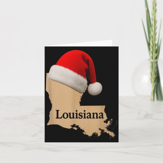Louisiana Map Santa Hat Funny Christmas Cajun Holi Kaart (Voorkant)