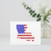 Louisiana Map Shaped Patriotic American Flag Briefkaart (Staand voorkant)